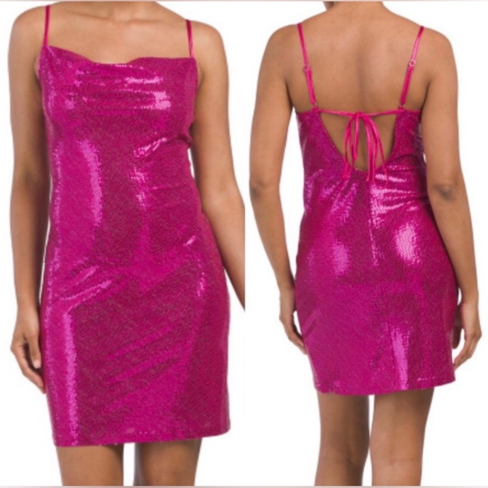 Betsy Johnson Women’s Hot Pink Sequin Mini Dress Size S